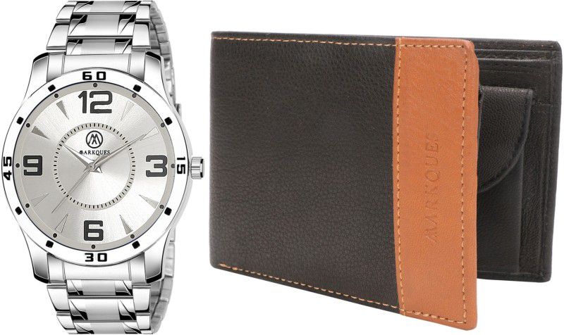 MarkQues Watch & Wallet Combo  (Black, Silver)