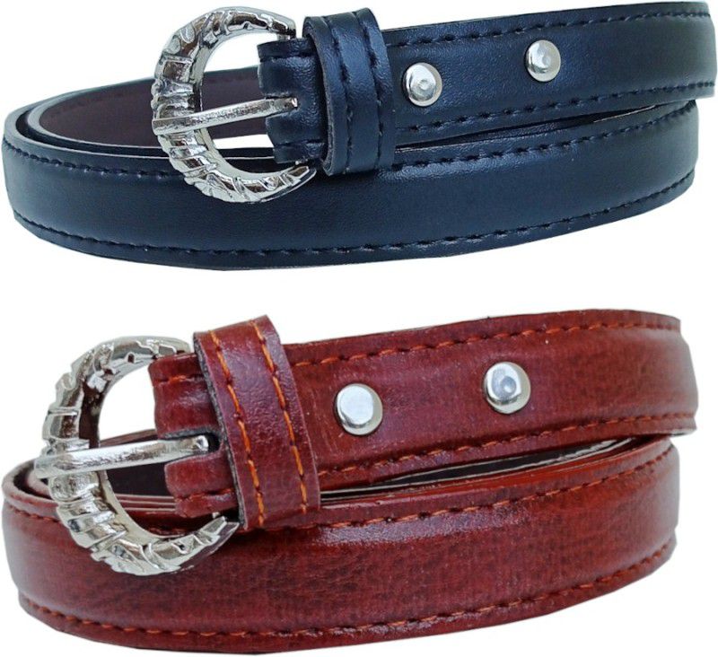 Girls Casual Black, Maroon Artificial Leather Belt
