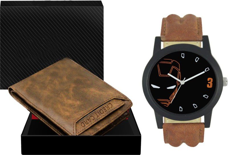 REMIXON Watch & Wallet Combo  (Brown, Orange)