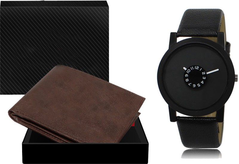 REMIXON Watch & Wallet Combo  (Brown, Black)