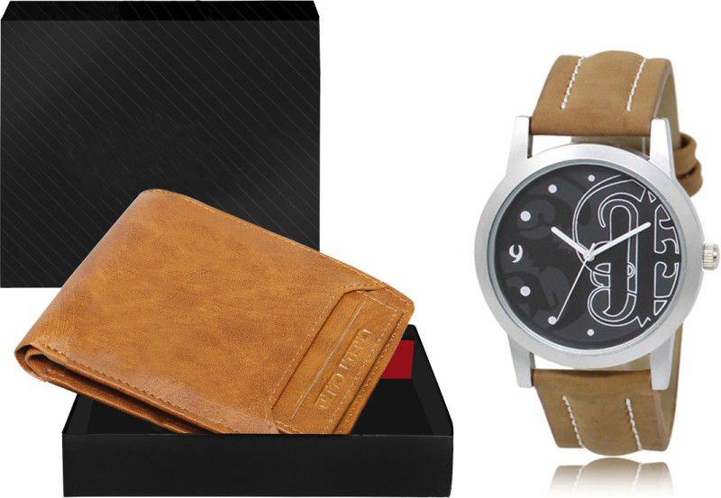 REMIXON Watch & Wallet Combo  (Beige, Brown)