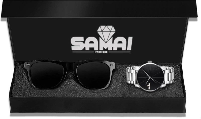 Samai Fashions Watch & Sunglass Combo  (Black)