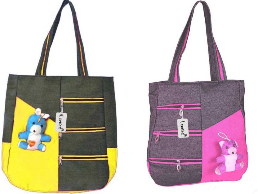 Women Yellow, Pink Handbag  (Pack of: 2)