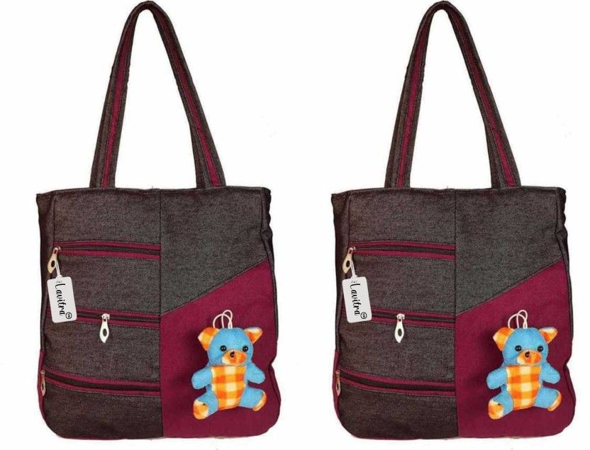 Women Brown Handbag  (Pack of: 2)
