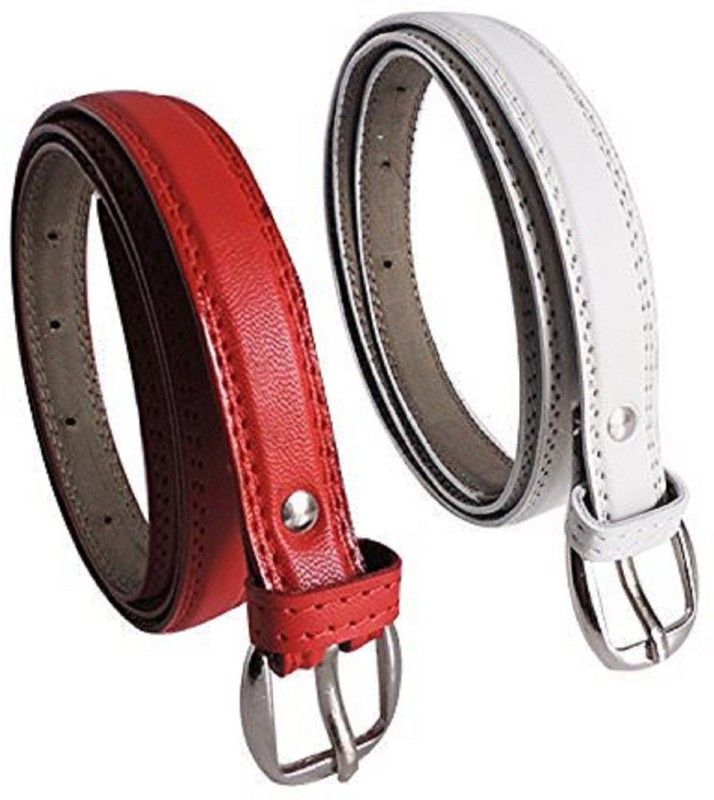 Women Formal, Casual, Party Red, White Artificial Leather Belt