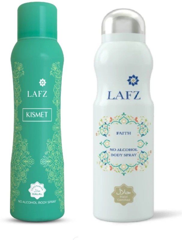 Lafaz KISMET+FAITH NO ALCOHOLIC 100% VEGETARIAN HALAL BODY SPRAY 300 ML (COMBO PACK) Body Spray - For Men & Women  (300 ml, Pack of 2)