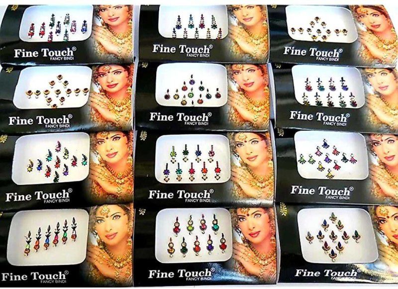 QUBIX Marriage bindi, party wear,all function bindi pack of 12 face Multicolor Bindis  (stone bindi)