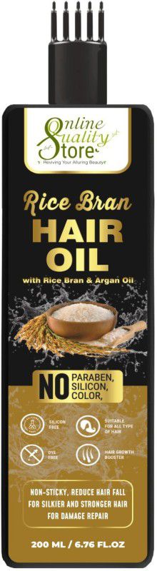 Online Quality Store Rice Hair Oil - 200ml, with Rice Bran & Argan Oil for hair growth | Hair Oil  (200 ml)