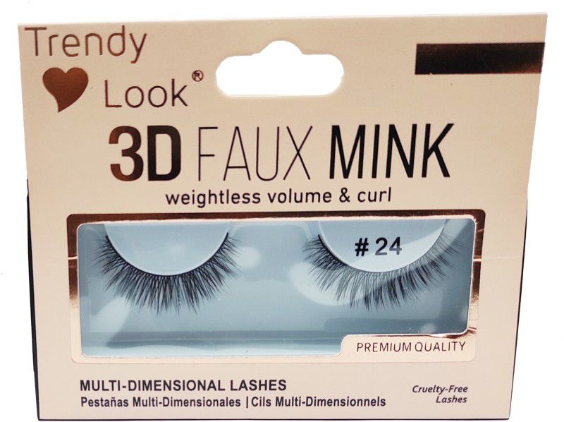 Trendy Look 3D Faux Mink Weightless & Curl False Eye Lashes - No 24  (Pack of 1)