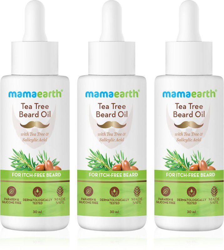 mamaEarth Tea Tree Beard Oil for men, with Tea Tree & Salicylic Acid (Pack of 3) Hair Oil  (90 ml)