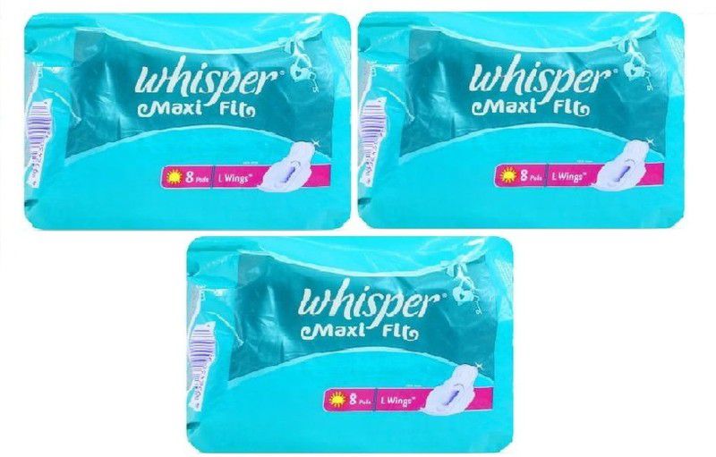Whisper Maxi Fit Wing L 8+8+8 Sanitary Pads Sanitary Pad  (Pack of 24)