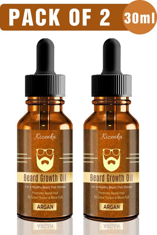 Kizenka Natural Beard Growth Hair Oil ( ARGAN ) 100% Organic (30 ml) (Pack of 2) Hair Oil  (60 ml)