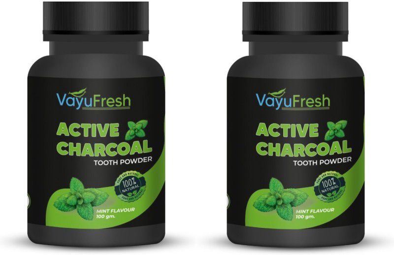 VayuFresh Pack Of 2 Active Charcoal Teeth Whitening Powder  (200 g, Pack of 2)