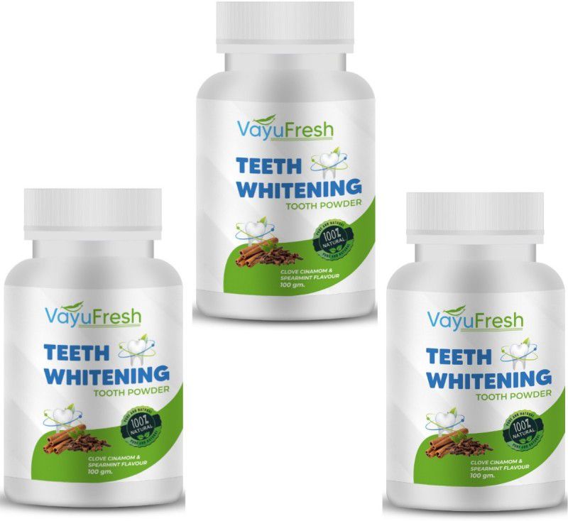 VayuFresh Pack Of 3 Teeth Whitening Powder  (300 g, Pack of 3)