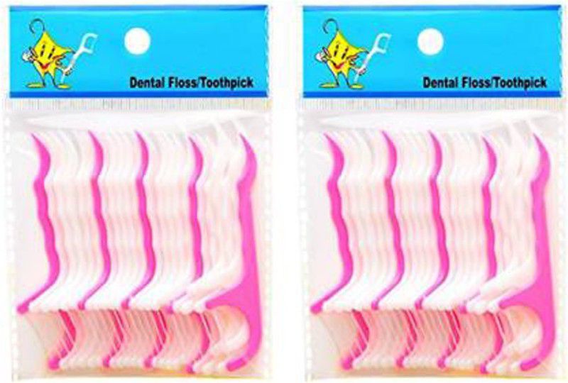 Red Ballons Disposable Oral Gum Teeth Clean Floss Thread Dental Nylon Wire Flossers Plastic Tooth Picks (pack of 50), 2 Packet  (Pack of 50)