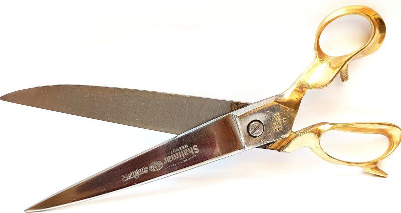 SHALIMAR SCISSORS COMPANY Tailor Scissors 12" Inches kaandaar Brass Handle Textile & Leather Cutting Scissors  (Set of 1, GOLDEN, Silver)