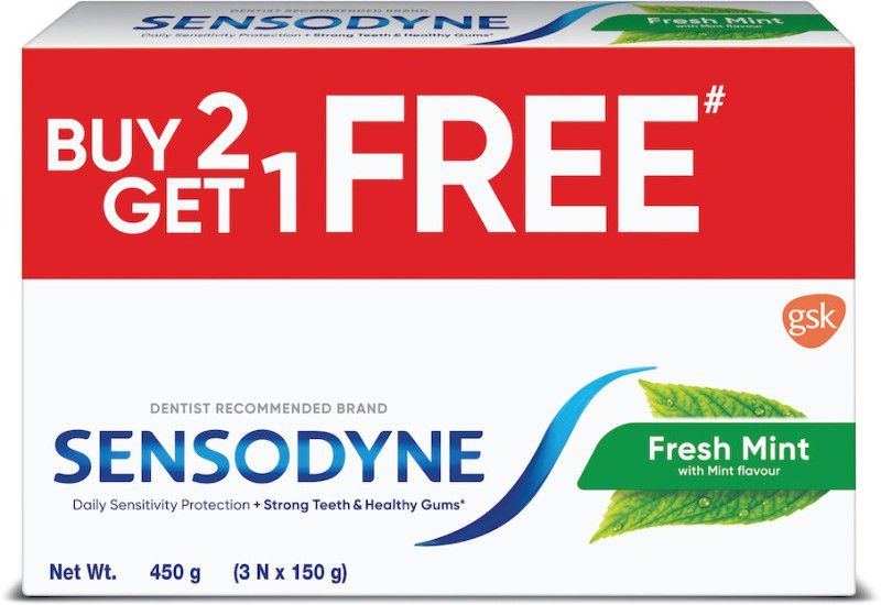 SENSODYNE Fresh Mint Combo, for daily sensitivity protection Toothpaste  (450 g, Pack of 3)