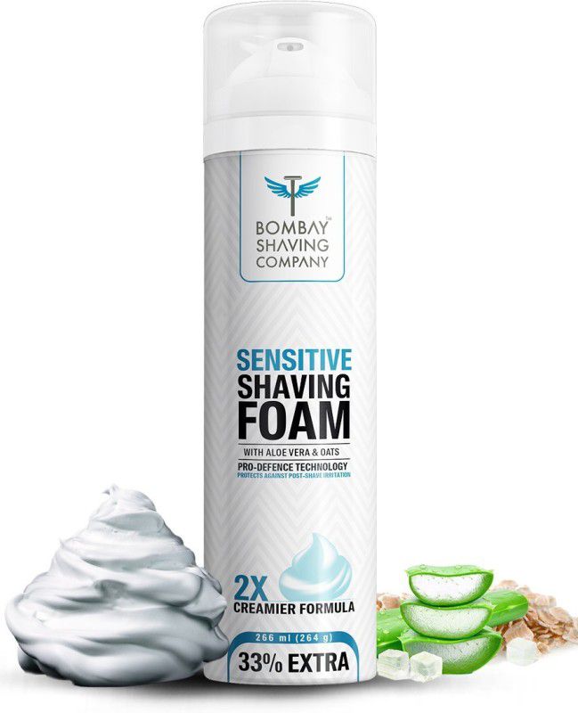 BOMBAY SHAVING COMPANY Sensitive Shaving Foam, 226 ml (33% Extra) with Aloe Vera & Oats  (266 ml)