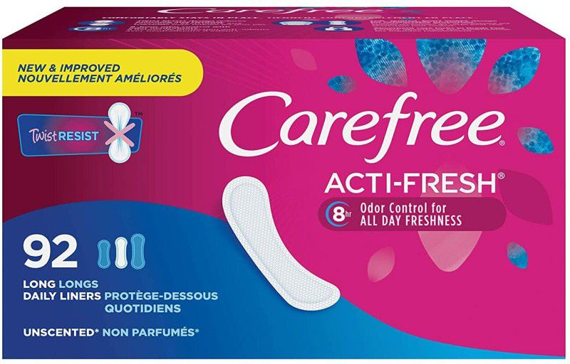 Carefree Acti-Fresh Ultra-Thin Panty Liners, Long To Go, Unscented - 92 Count Pack Of 1 Pantyliner
