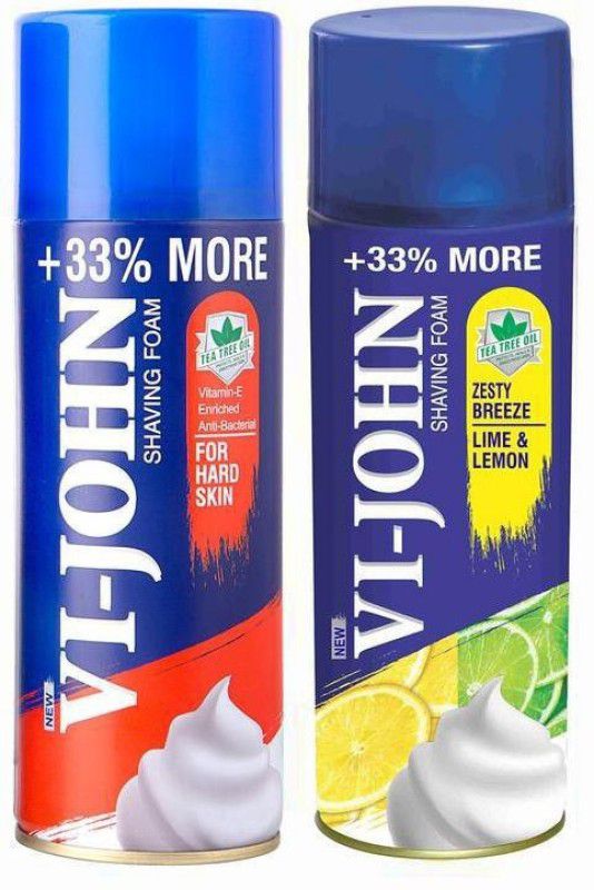 VI-JOHN Shave Foam Hard & Lemon Lime 400GM (PACK of 2)  (400 g)