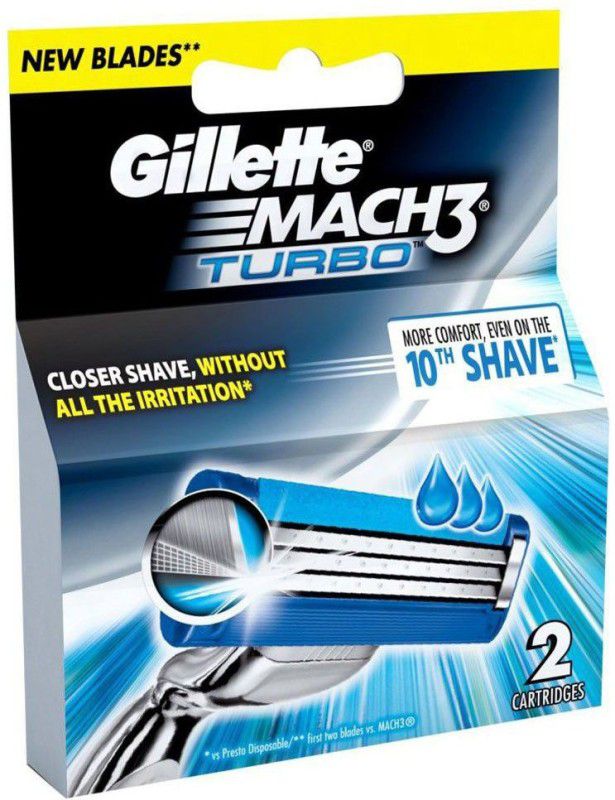 Gillette Mach3 Turbo Blades - 2 Cartridges  (Pack of 2)
