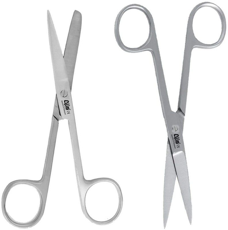 alis Surgical Scissor Pack of 2 Pcs Dressing Scissor Sharp Sharp | Sharp Blunt 8 inch Scissors  (Set of 2, Silver)