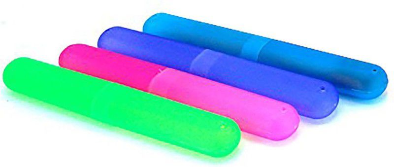 Ivarian Magnas Transculent Plastic Toothbrush Tube Holder, 22 x 16 x 2.6 (Multicolour)-Pack of 5 Toothbrush Case