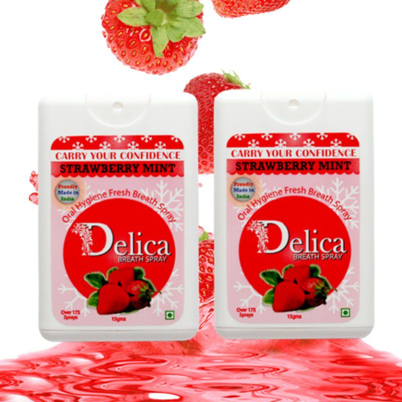 Delica Strawberry Mint Fresh Breath Instant Mouth & Bad Breath Freshner Spray  (30 g)