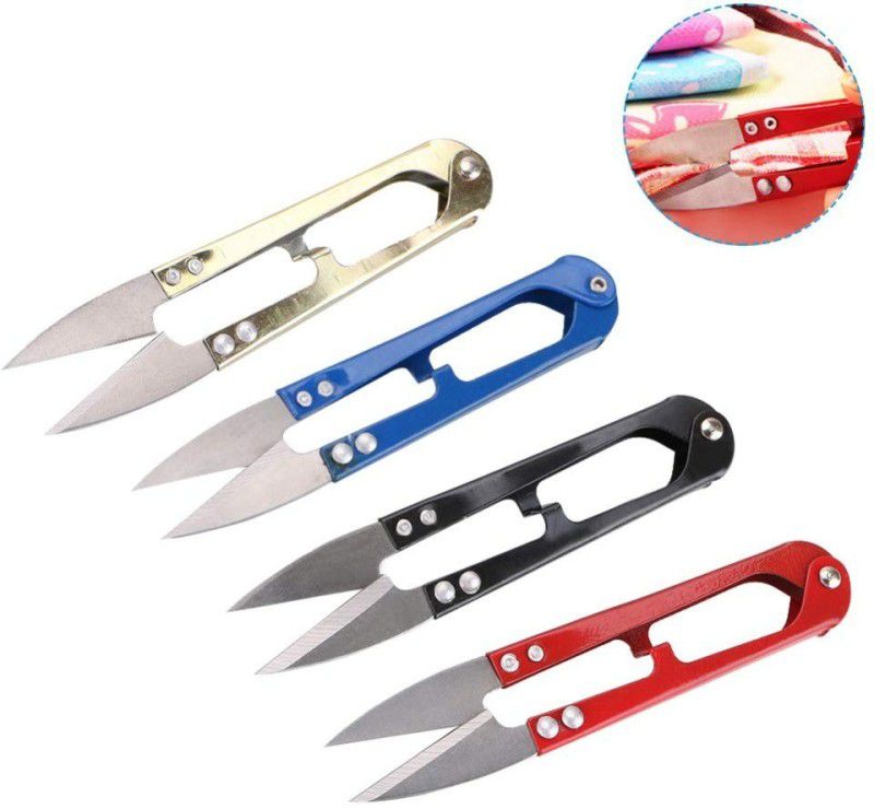 AXYRO Mini Scissors Thread Cutter Metal Grip Scissors  (Set of 4, Multicolor)