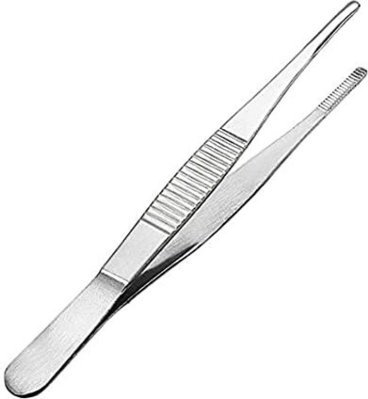 SANJU Khushi Surgicals Plain Dissecting Forceps Non Toothed [4 Inches] Stainless Steel Scissors  (Set of 1, Silver)