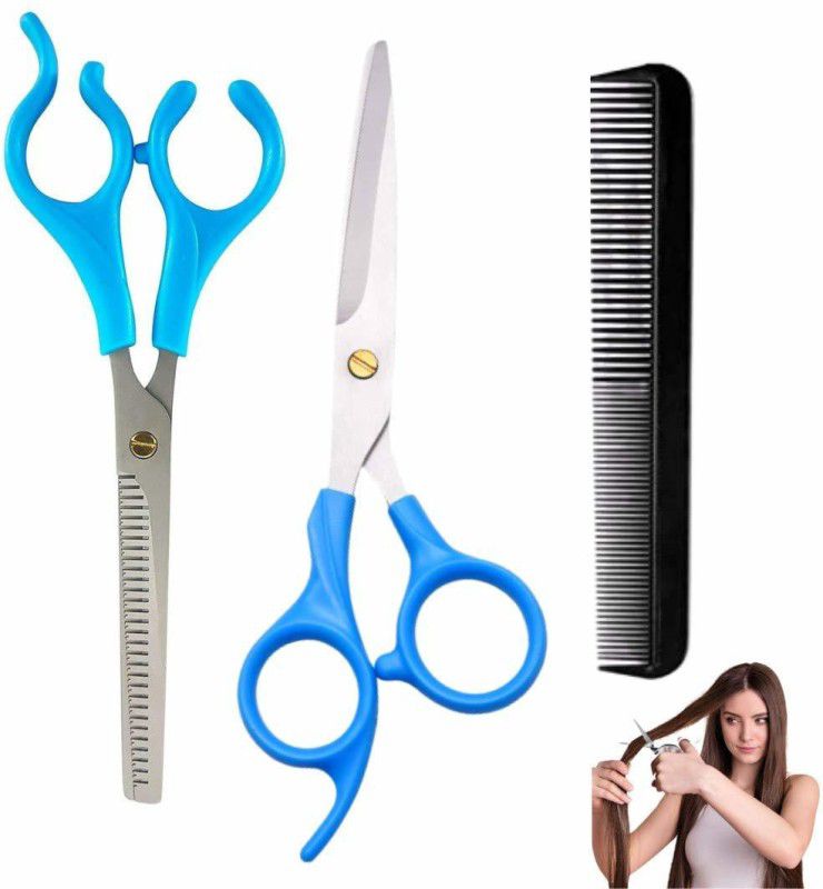 Doberyl Professional 6.5" Hair Cutting Thinning Barber Scissors For Men Women Home Pets Scissors  (Set of 2, Blue)
