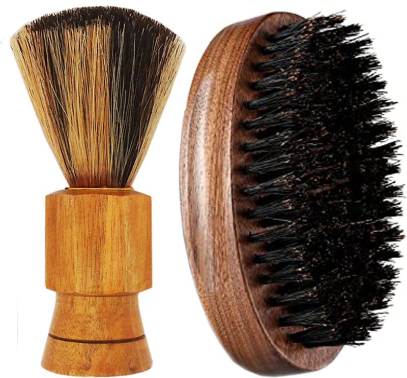 KYP Fashion Sheesham Wooden Handle Soft Bristle Shaving & Beard Brush Men's Grooming Shaving Brush  (Pack of 2)