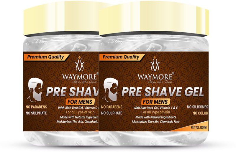 WAYMORE Pre shave gel 120 gm with aloe vera gel, vitamin C & E pack of 2  (240 g)
