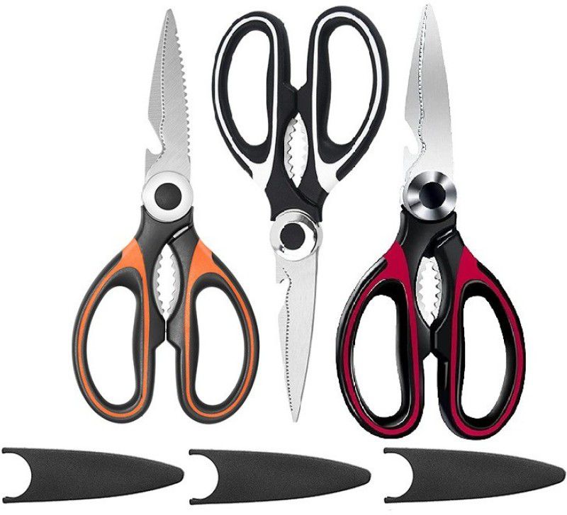 Corslet Multi-Function Kitchen Scissors for Chicken, Poultry, Fish, Meat, Vegetables Scissors  (Set of 3, Multicolor)