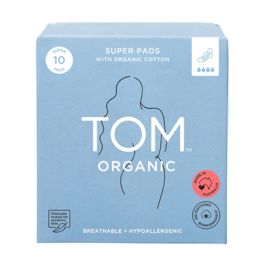 10 Pack TOM Organic Super Pads with Wings