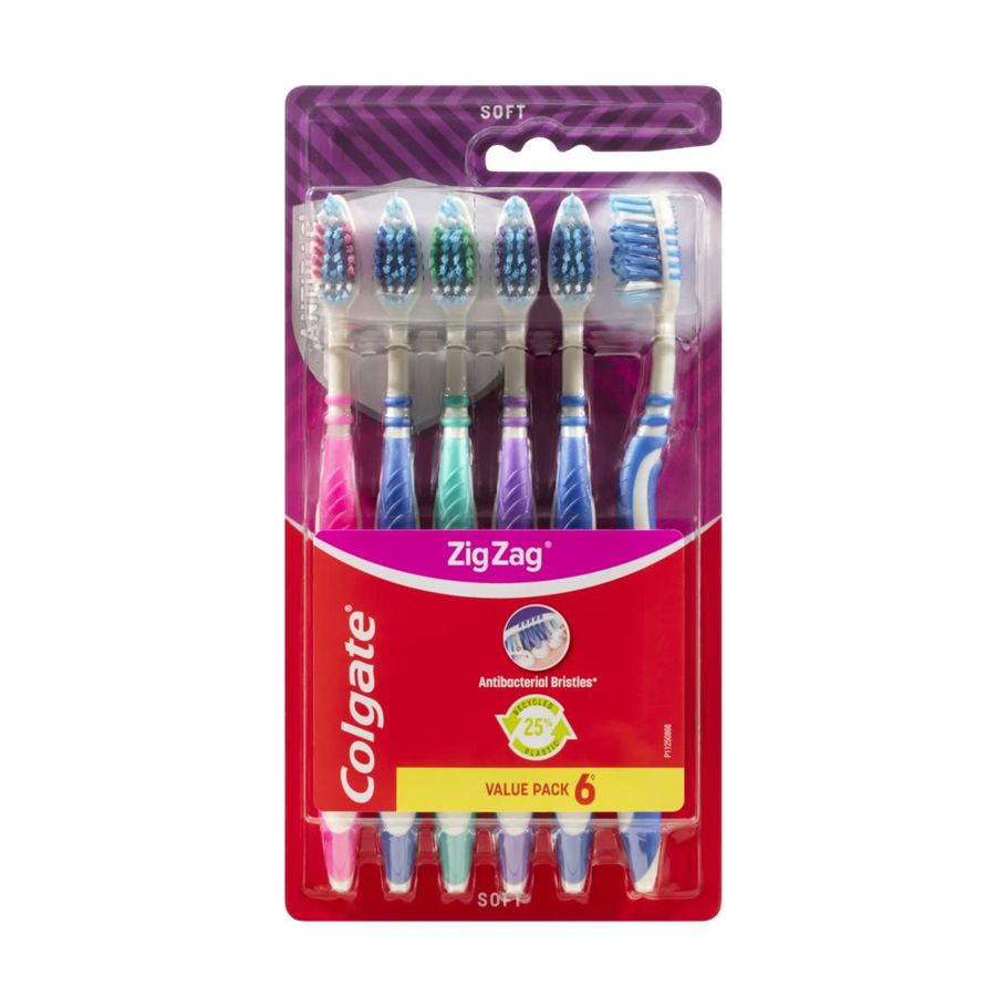 Colgate 6 Pack Soft ZigZag Toothbrushes