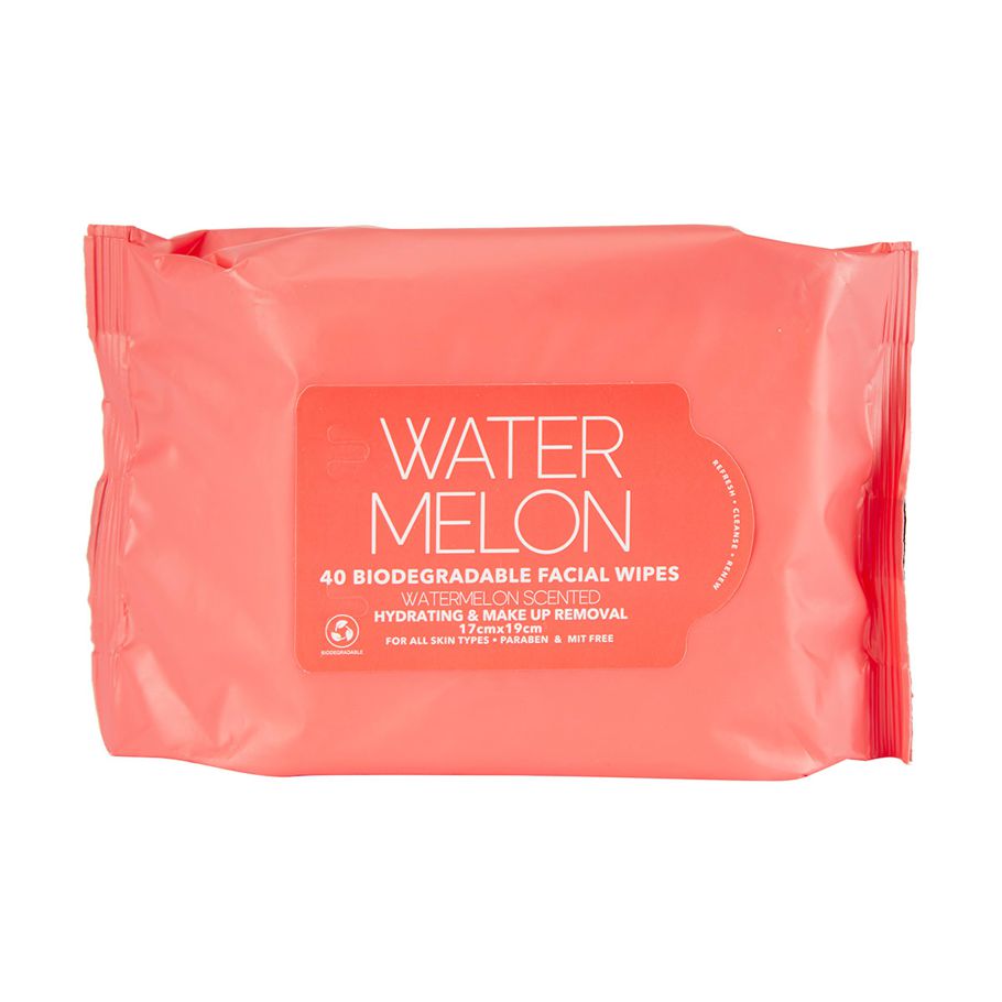 40 Pack Hydrating & Makeup Removal Biodegradable Facial Wipes - Watermelon