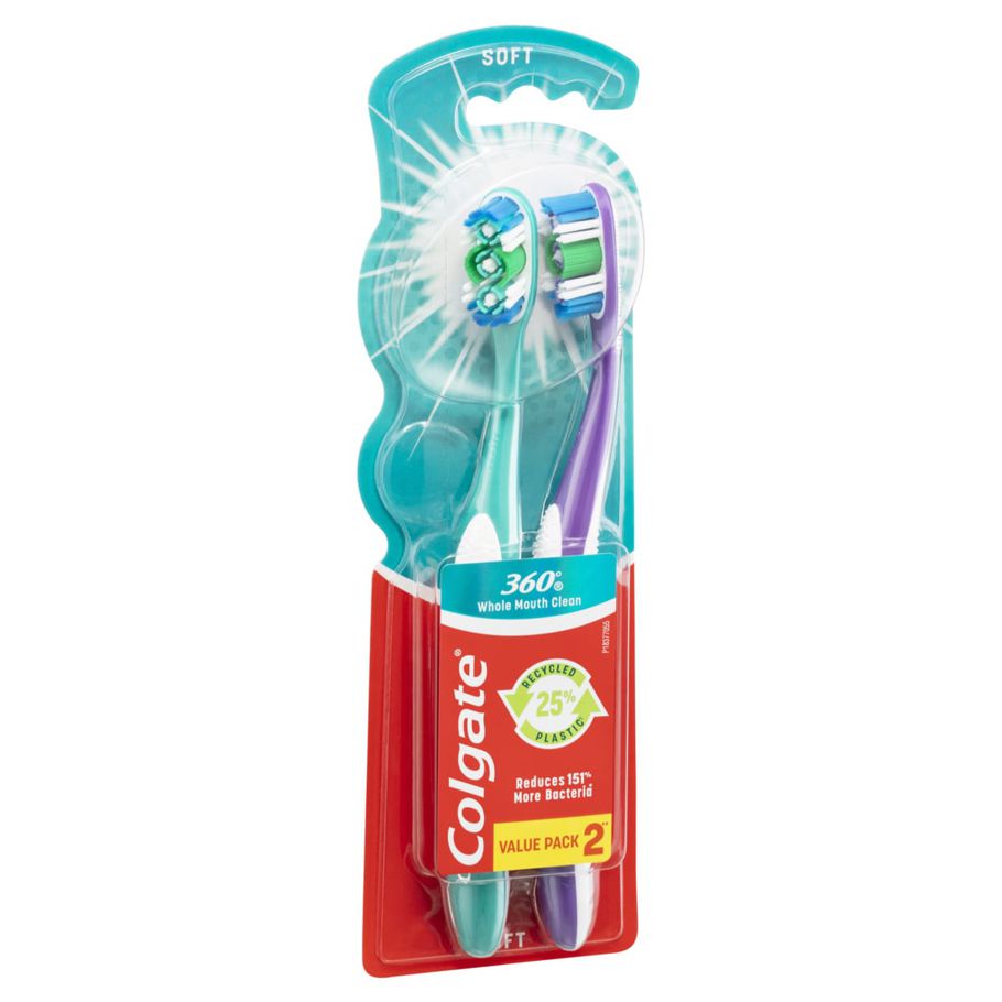 Colgate 2 Pack Soft 360 Degree Whole Mouth Clean Toothbrush