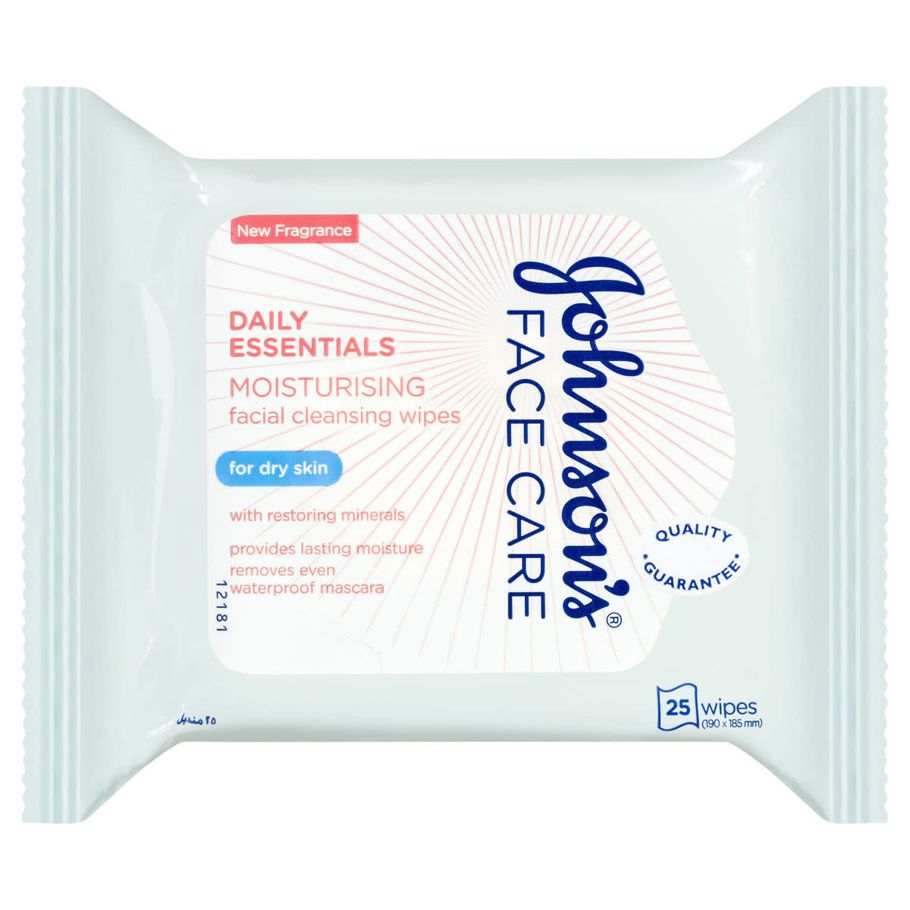 Johnson's 25 Pack Face Care Daily Essentials Moisturising Facial Cleansing Wipes