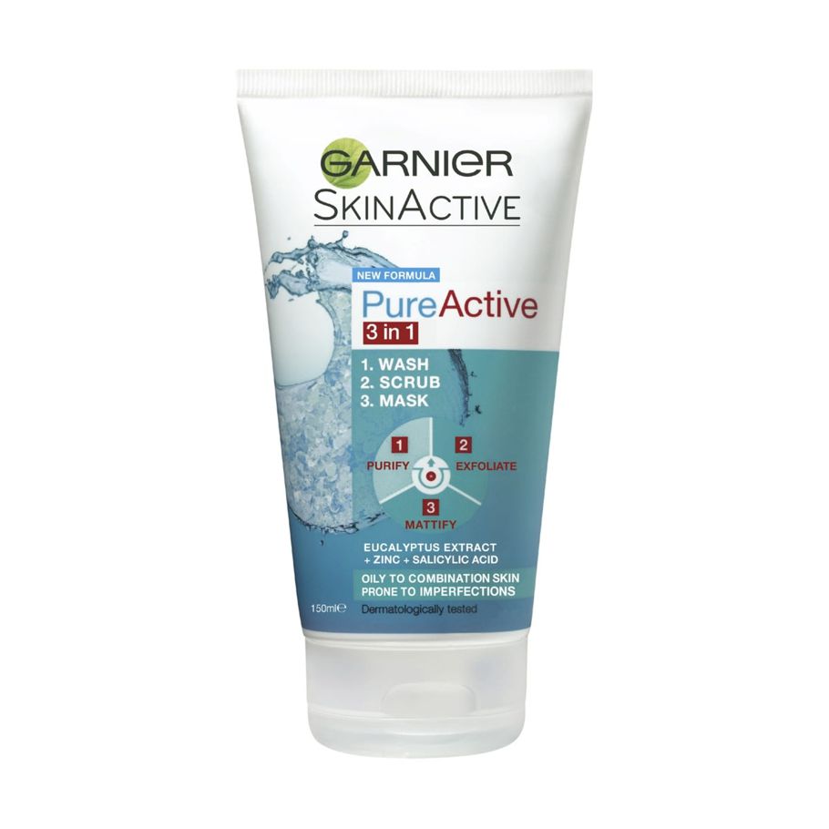 Garnier SkinActive PureActive 3 in 1 Wash, Scrub and Mask 150ml