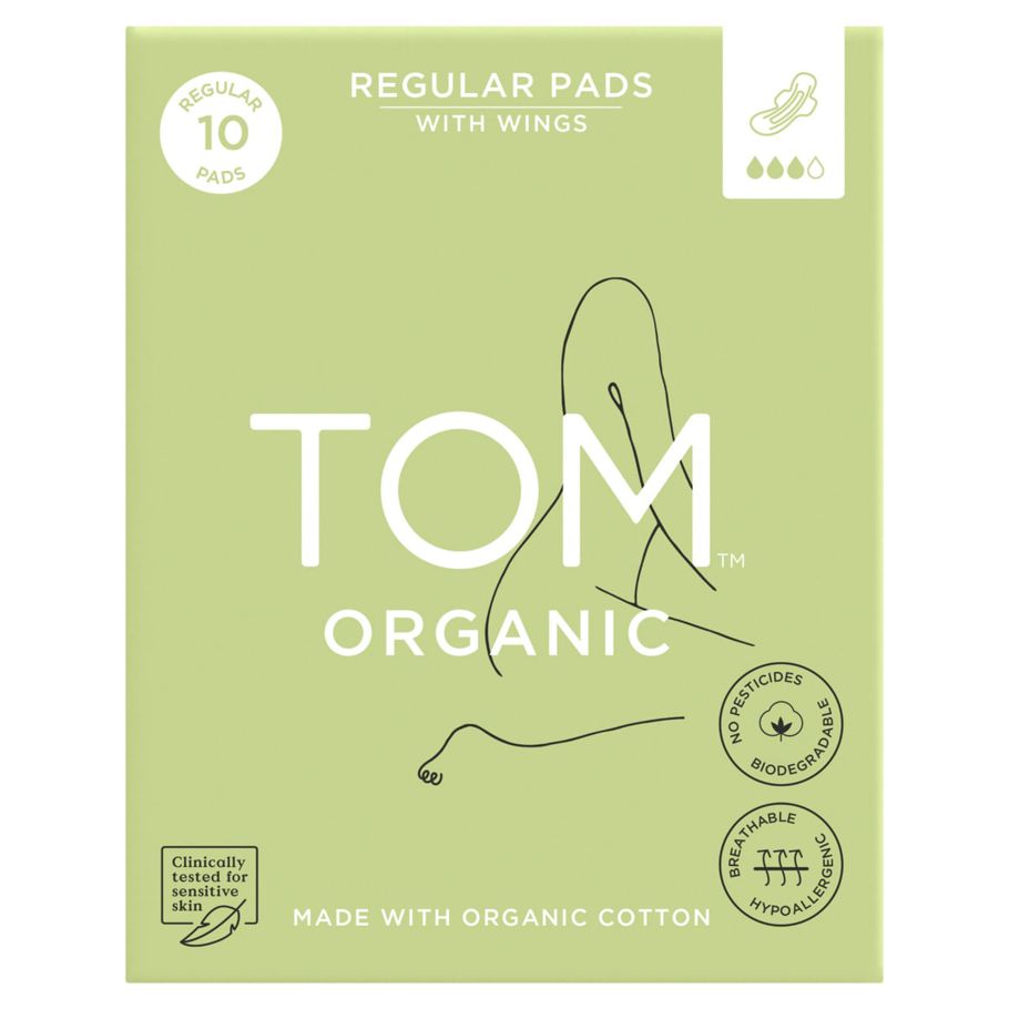 10 Pack TOM Organic Regular Pads with Wings