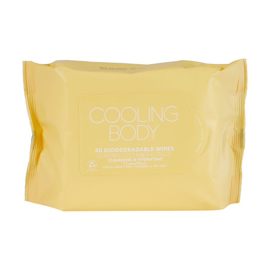 40 Pack Cleansing & Hydrating Biodegradable Wipes - Cooling Body