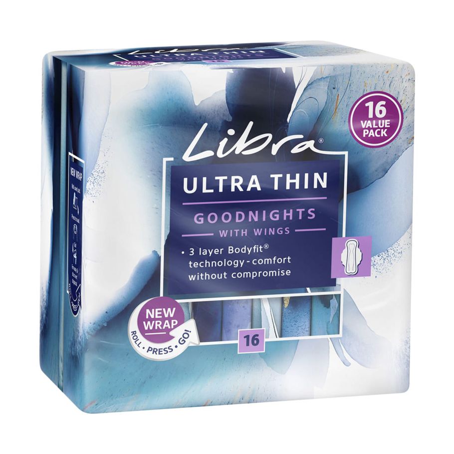 Libra 16 Pack Ultra Thin Goodnight Pads