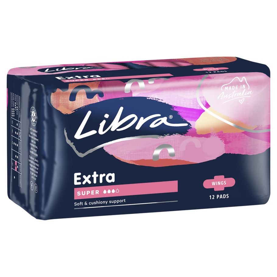 Libra 12 Pack Extra Super Pads with Wings