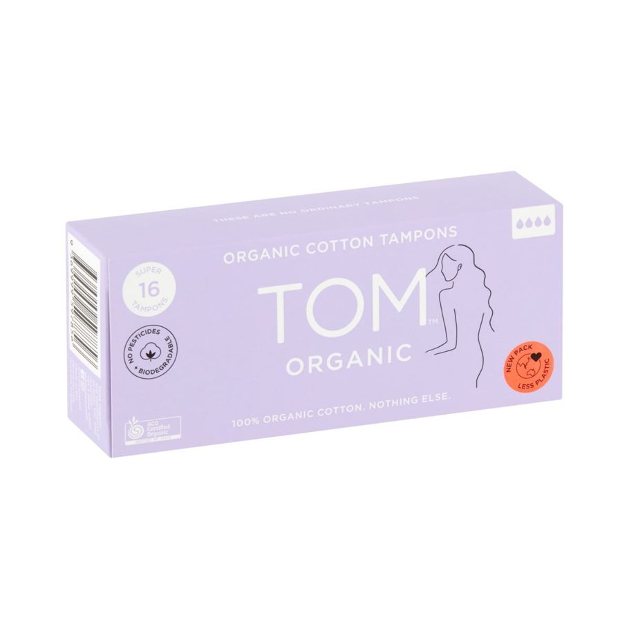 16 Pack TOM Organic Super Organic Cotton Tampons