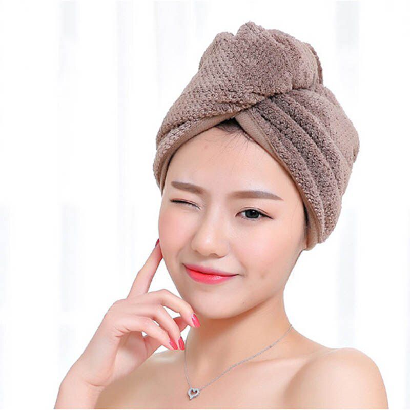 23*60cm 1 Pc Quick Dry Towels Microfiber Fabric Dry Hair Hat Shower Cap Lady Turban  Bath Towel Absorbent