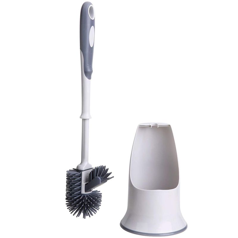 Toilet Brush And Holder,Toilet Bowl Cleaning Brush Set,Under Rim Lip Brush And Storage Caddy For Bathroom