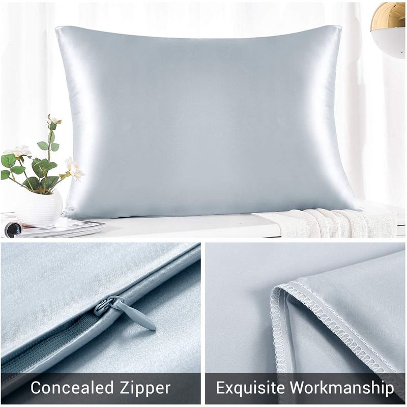 Both Sides Natural Pure Mulberry Silk Pillowcase for Hair and Skin, 600 Thread Count 50X75cm-galactic Gray