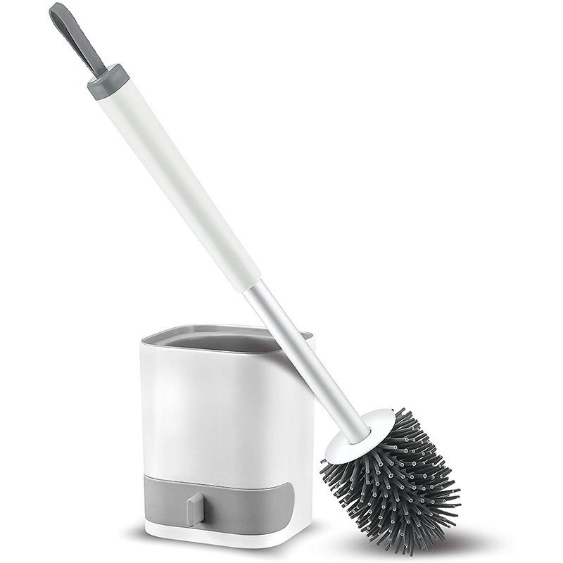 Toilet Brush and Holder Wall Mountable with Drip Drawer, Toilet Bowl Cleaner, Toilet Bowl Brush Non-Scratch Bristles