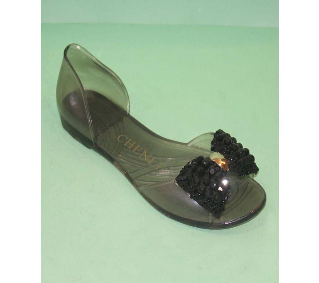 Black Synthetic Flat Sandal for Women